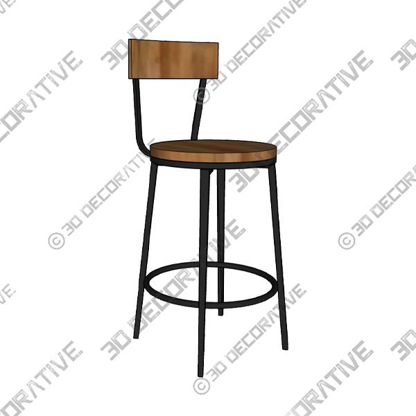 Arnold Reclaimed Wood Swivel Stool - 3D Decorative