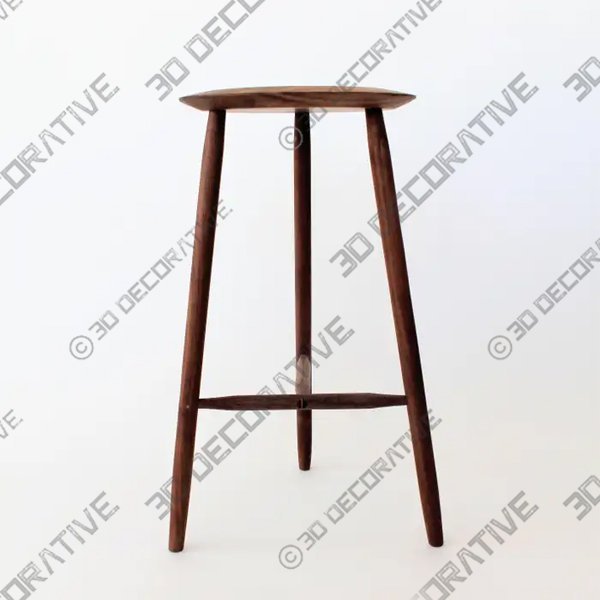 Beachcomber Bar Stool in Walnut - 3D Decorative