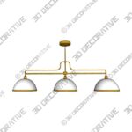 Beckett 3-Light Matte White Linear Chandelier with Matte Brass Accents - 3D Decorative