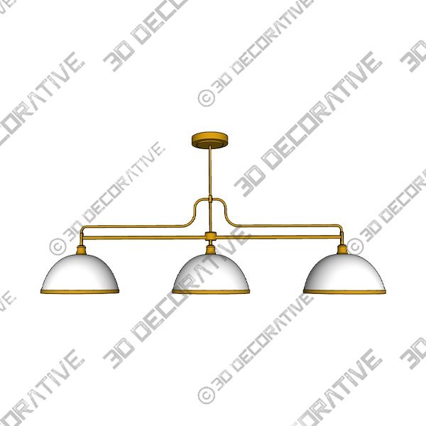 Beckett 3-Light Matte White Linear Chandelier with Matte Brass Accents - 3D Decorative