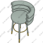Betty Grey Velvet Barstool -  3 Models Service - 3D Decorative