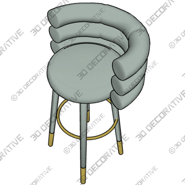 Betty Grey Velvet Barstool -  3 Models Service - 3D Decorative