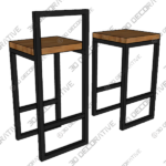 Black Metal Counter Stools - 3D Decorative