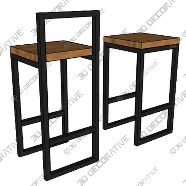 Black Metal Counter Stools - 3D Decorative