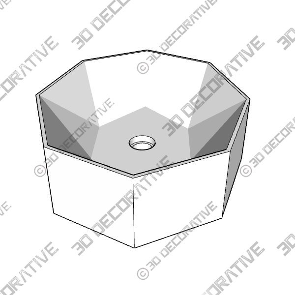 Brusque Glossy Ceramic Vessel Bathroom Sink with Overflow - 3D Decorative