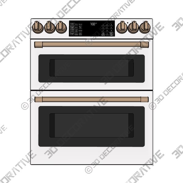 Café™ 30″ Smart Slide-In, Front-Control, Radiant and Convection Double-Oven Range - 3D Decorative