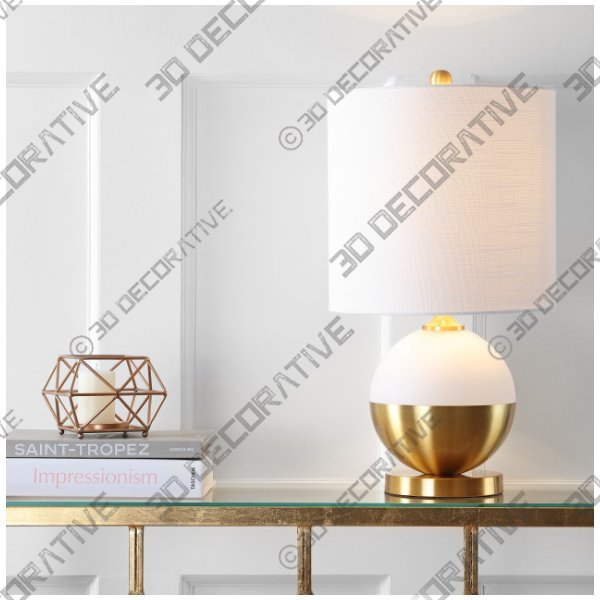 Carr 23.5" Ceramic and Metal Table Lamp, Brass - 3D Decorative