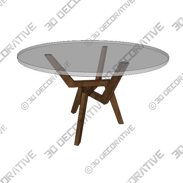 Cleo Round Dining Table Glass Top - 3D Decorative