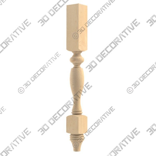 Country French (Double Square) Post Leg, Hard Maple- 3D Decorative