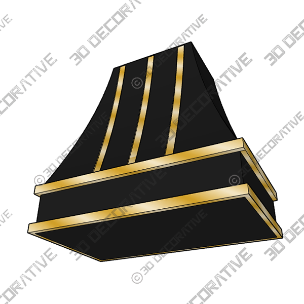 Curved Hood With Brass Strapping - 3D Decorative