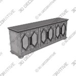 Delmy Solid Wood Cabinet - 3D Decorative