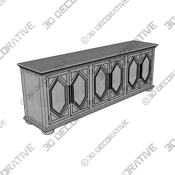 Delmy Solid Wood Cabinet - 3D Decorative