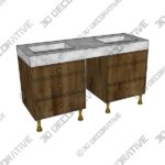 DOUBLE TERRA BATH SINK PAIRED WITH CUSTOM ELEMENTAL CLASSIC VANITY - 3D Decorative