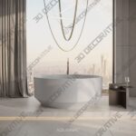 Bath-4.jpg Dung-W1240B 20'' x 49'' Freestanding Soaking Solid Surface Bathtub - 3D Decorative