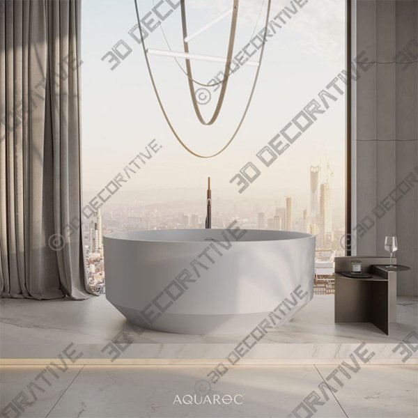 Dung-W1240B 20'' x 49'' Freestanding Soaking Solid Surface Bathtub - 3D Decorative