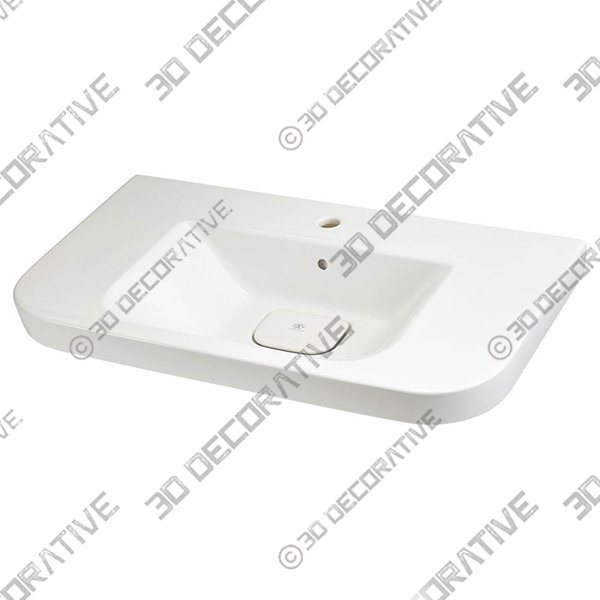 DXV 33 in. Wall Hung Sink with overflow, Center hole - 3D Decorative