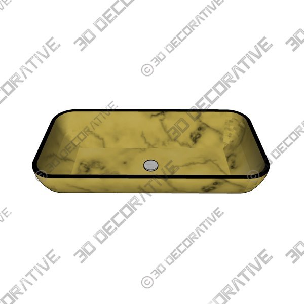 Galaxy Glass Rectangular Vessel Bathroom Sink with FaucetĀ - 3D Decorative