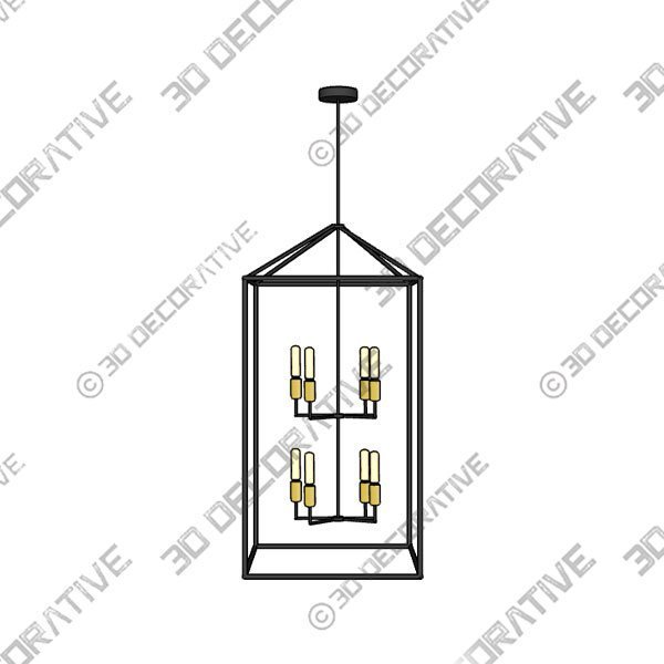 Generation Lighting Perryton 8-Light Midnight Black Transitional Geometric LED Pendant Light Lamp - 3D Decorative