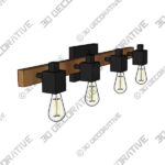 Globe Electric Phoenix 4-Light Vanity Light, Matte Black, Dark Faux Wood - 3D Decorative
