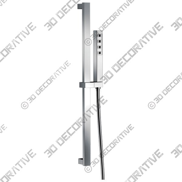 H2Okinetic® Single-Setting Slide Bar Hand Shower In Lumicoat Chrome - 3D Decorative