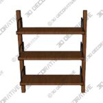 Hart Modular Walnut Triple Shelf Set - 3D Decorative