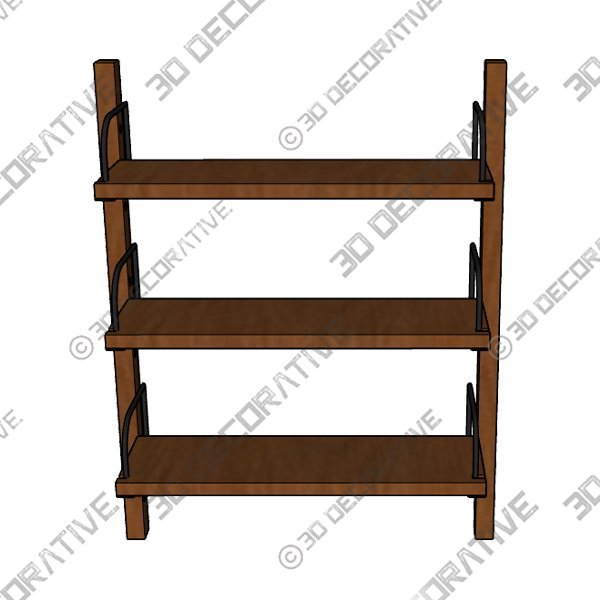 Hart Modular Walnut Triple Shelf Set - 3D Decorative