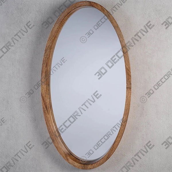Heritage Mango Wood Oval Mirror - 3D Decorative
