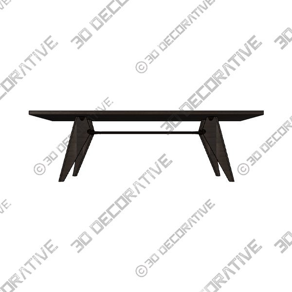 JEAN PROUVE - TABLE S.A.M. BOIS - 3D Decorative