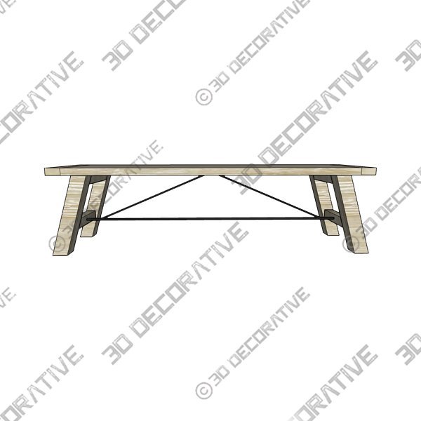 Kendig Wood Dining Bench - 3D Decorative