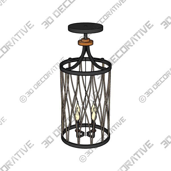 Kichler Brookglen 3-Light Black with Gold Tone French Country/Cottage Drum Mini Pendant Light - 3D Decorative