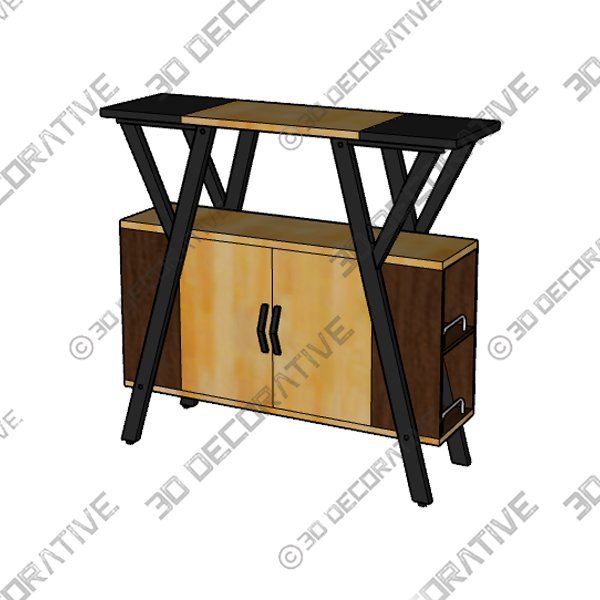 Kitchen Island Buffet Console Table with Storage Cabinet - 3D Decorative