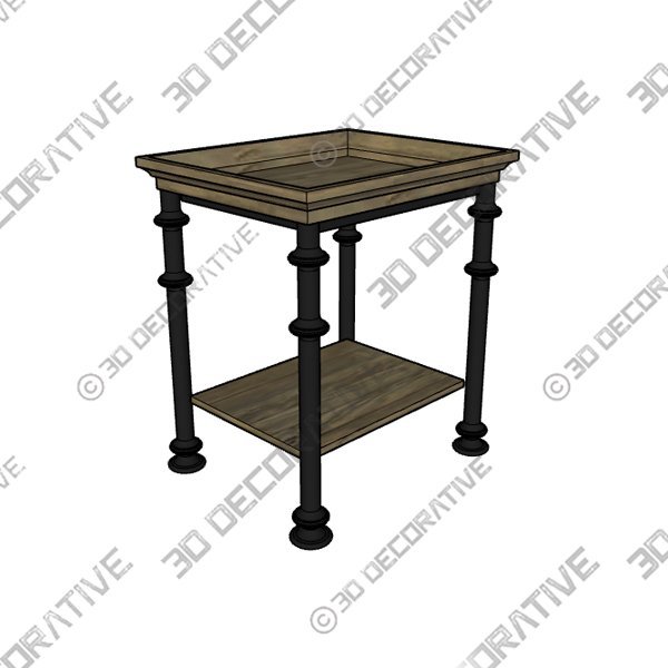 Liara 24.5” Tall Tray Top End Table - 3D Decorative