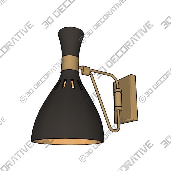 Matte Black and Burnished Brass Swivel SconceĀ - 3D Decorative