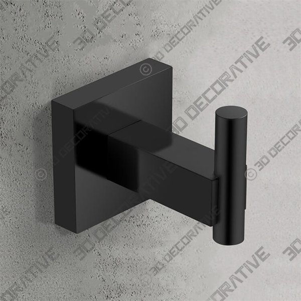 Matte Black Bathroom Hook - 3D Decorative