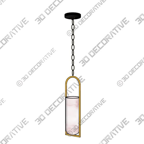 Melange Small Elongated Antique Brass with Alabaster Shade Pendant Light - 3D Decorative