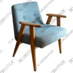 Chair-4-5.jpg Midcentury 366 Club Armchair in Grey Blue Boucle, J. Chierowski, Europe, 1960s - 3D Decorative