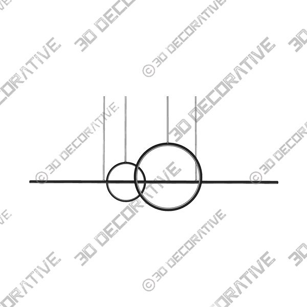 Minimalist Black Island light for Kitchen LED Hanging Light with Ring Shape - Steel Bar - 3D Decorative