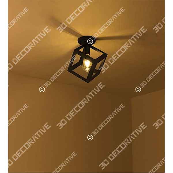 Modern Black Flush Mount Light - 3D Decorative