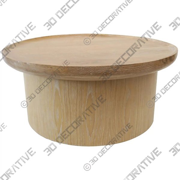 Modern Round Coffee Table in Cerused Oak by Martin and BrockettĀ - 3D Decorative