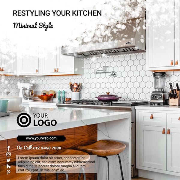 Modern Social Media Post Template for Interior Designer - 3D Decorative