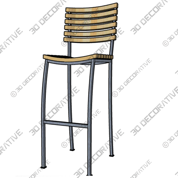 Outdoor Acacia Wood Dining Chairs - 3D Decorative