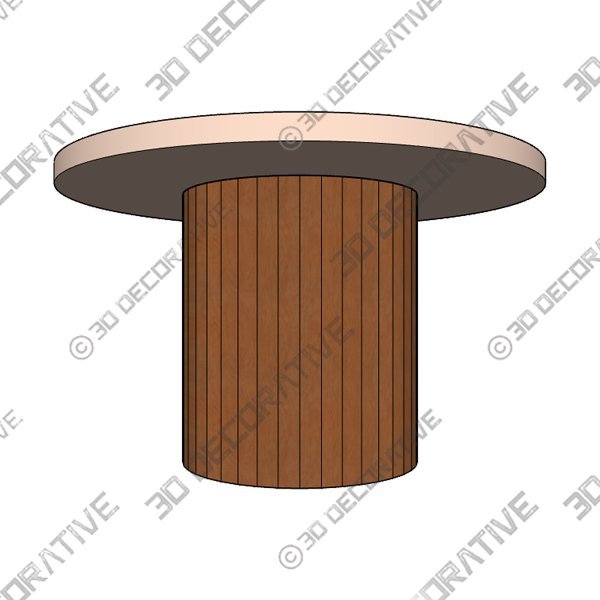 Plank Table Rounded Lacquer Top Wood Base walnut - 3D Decorative