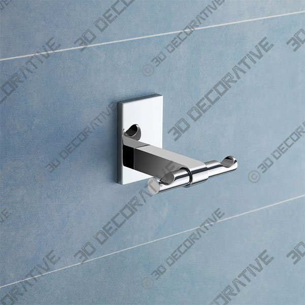 Polished Chrome Double Hook - 3D Decorative