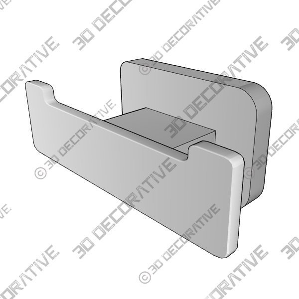 Square Chrome Wall Mounted Double Hook - 3D Decorative