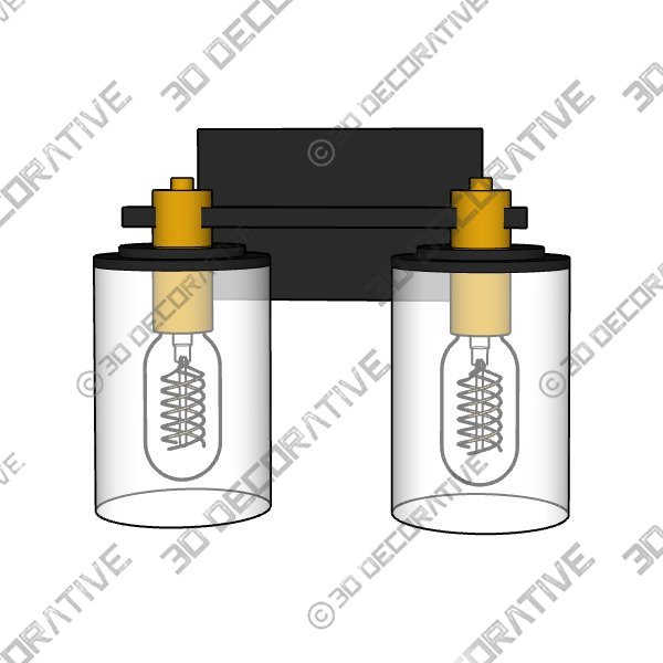 stambord 2 Light Bathroom Vanity Light, Black and Gold Bathroom Light Fixtures, Sconces Wall Lighting with Glass Shade - 3D Decorative