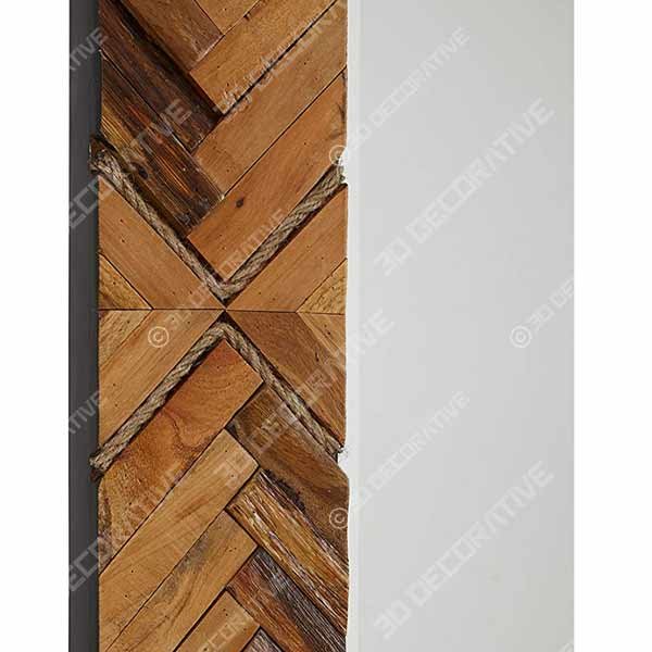 Stone & Beam Rustic Wood and Rope Geo Mirror, 36 H - 3D Decorative