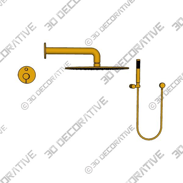 Wasser™ Brass Shower System With Handheld Shower, 8" Shower Head - 3D Decorative