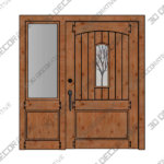 Iron Tree Wooden Door: Custom Solid Wood Entrance With Sidelight – CD6252 - 3D Decorative