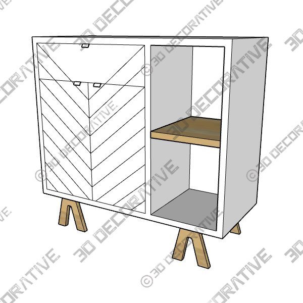 Elliott 35.75” Wide 1 Drawer Sideboard - 3D Decorative