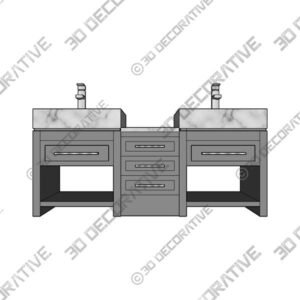 Emerson 84 Inch Birch & Oak Console Double Vanity With Rectangular Undermount Sinks – Gray - 3D Decorative